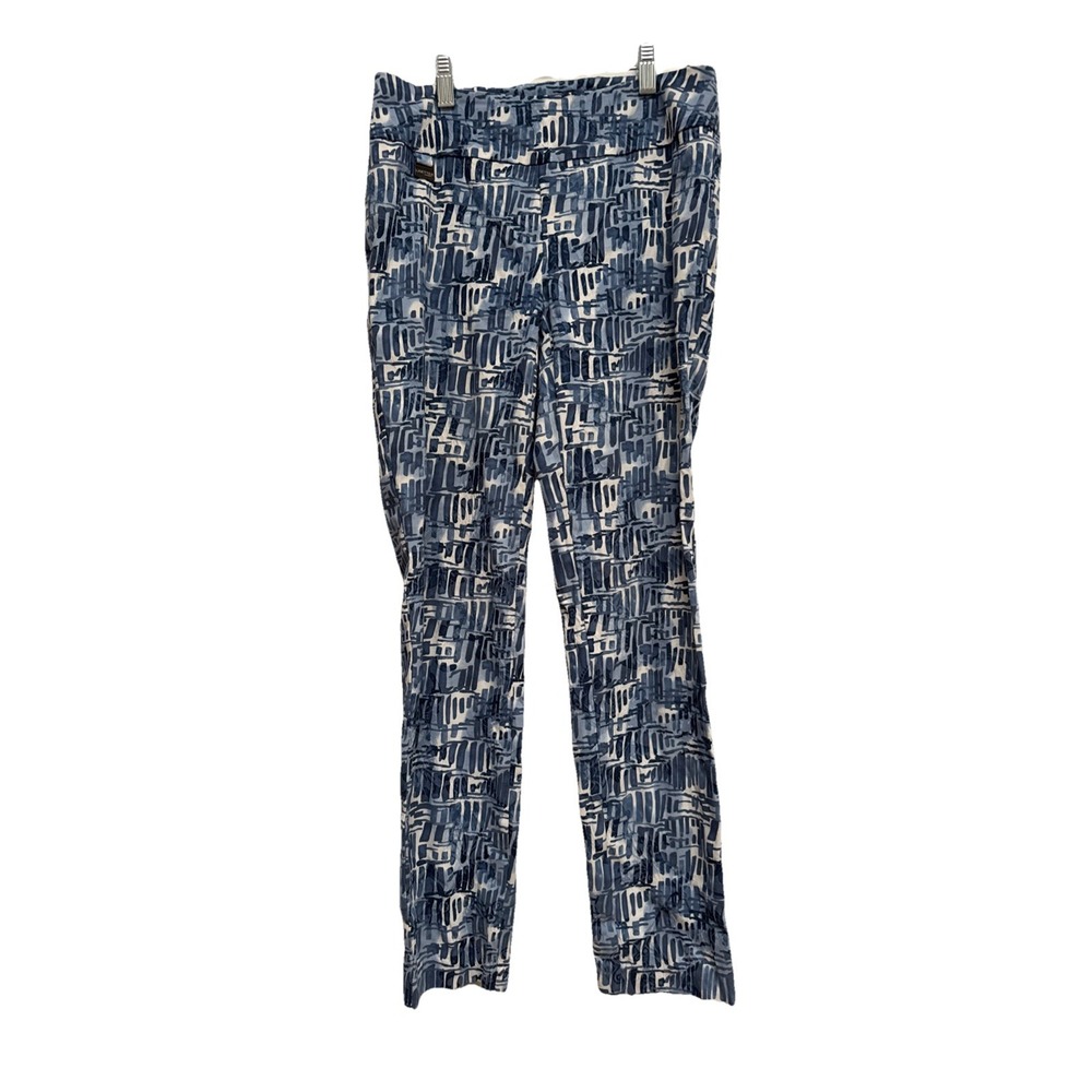 Lisette L Montreal Pants 4 Blue‎ Pattern Stretch Straight Pull On Comfort Pants